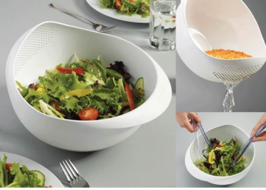 multifunctional bowl with integrated colander