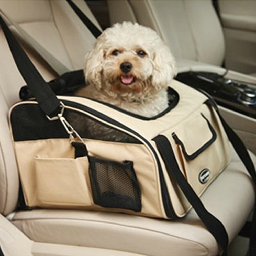 Petcomer Pet LUXURY Car Seat Carrier Travel Collapsible Cage Booster For Puppy Dog Cat